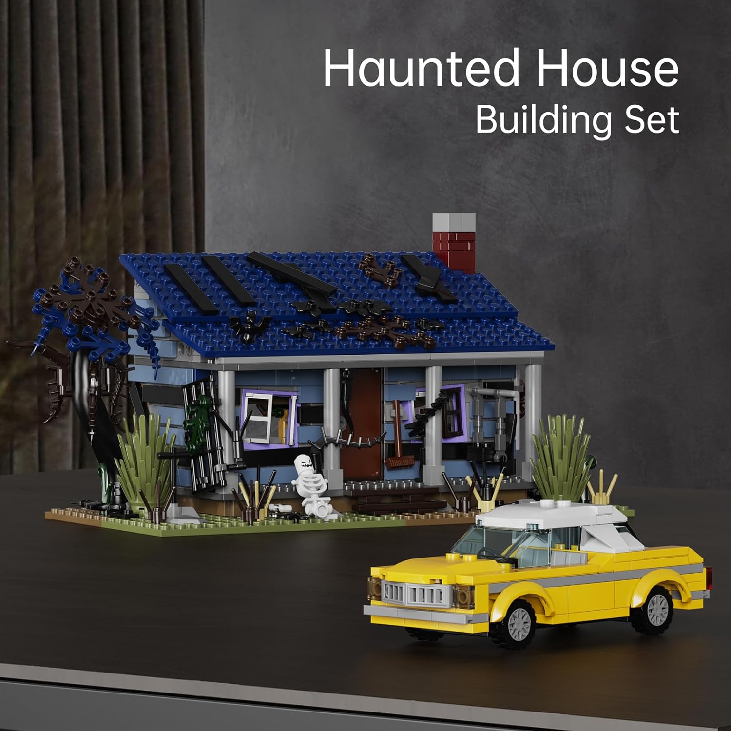 Evil House Building Set, Deadly Darkness House Compatible with Lego Halloween Horror House with Movable Car Haunted House Toy Model, Collectible Gift for Boys and Movie Fans (639 Pcs)