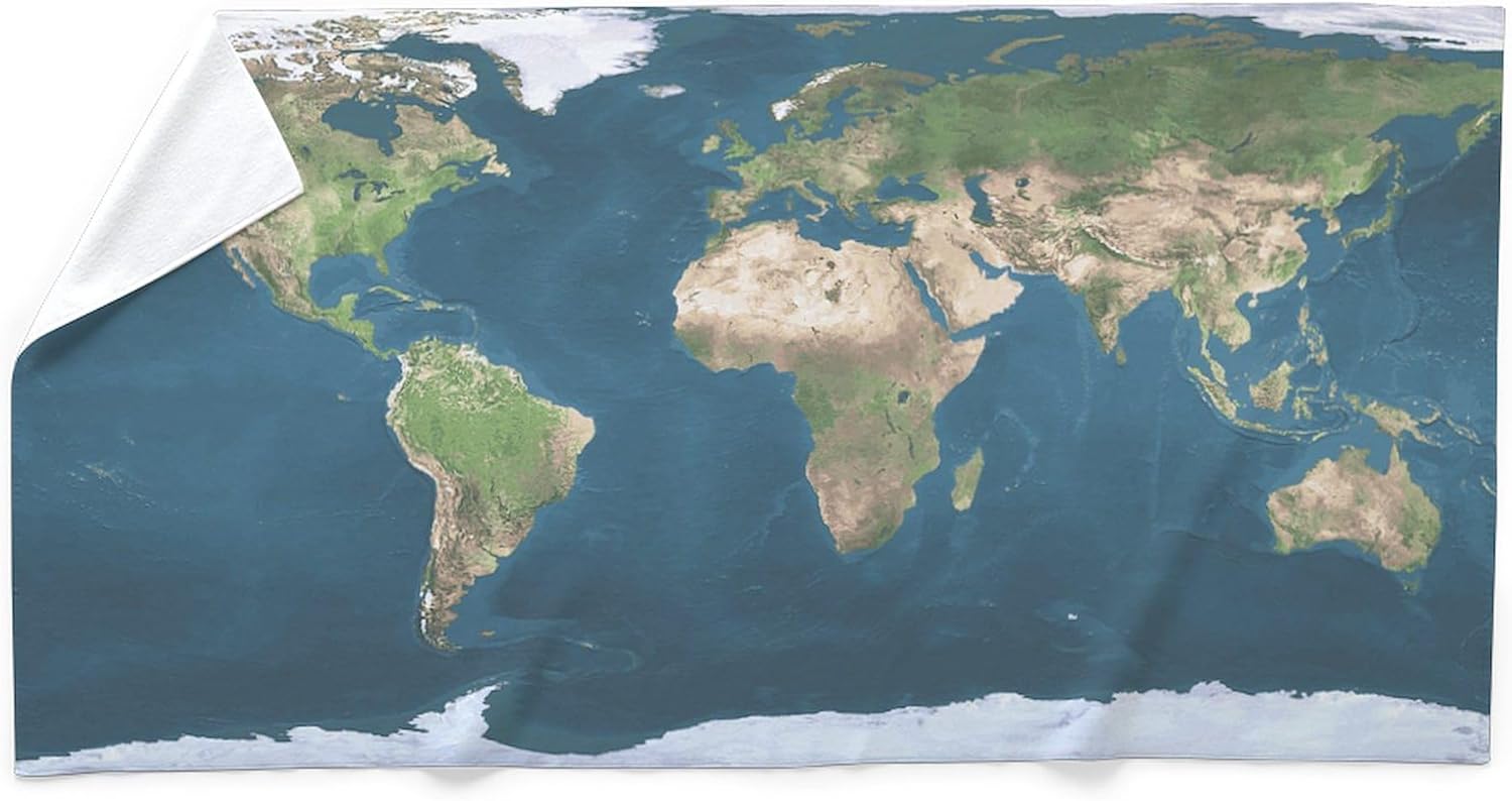 CafePress World Map 30"x60" Absorbent Cotton Back, Soft Beach, Pool Towel