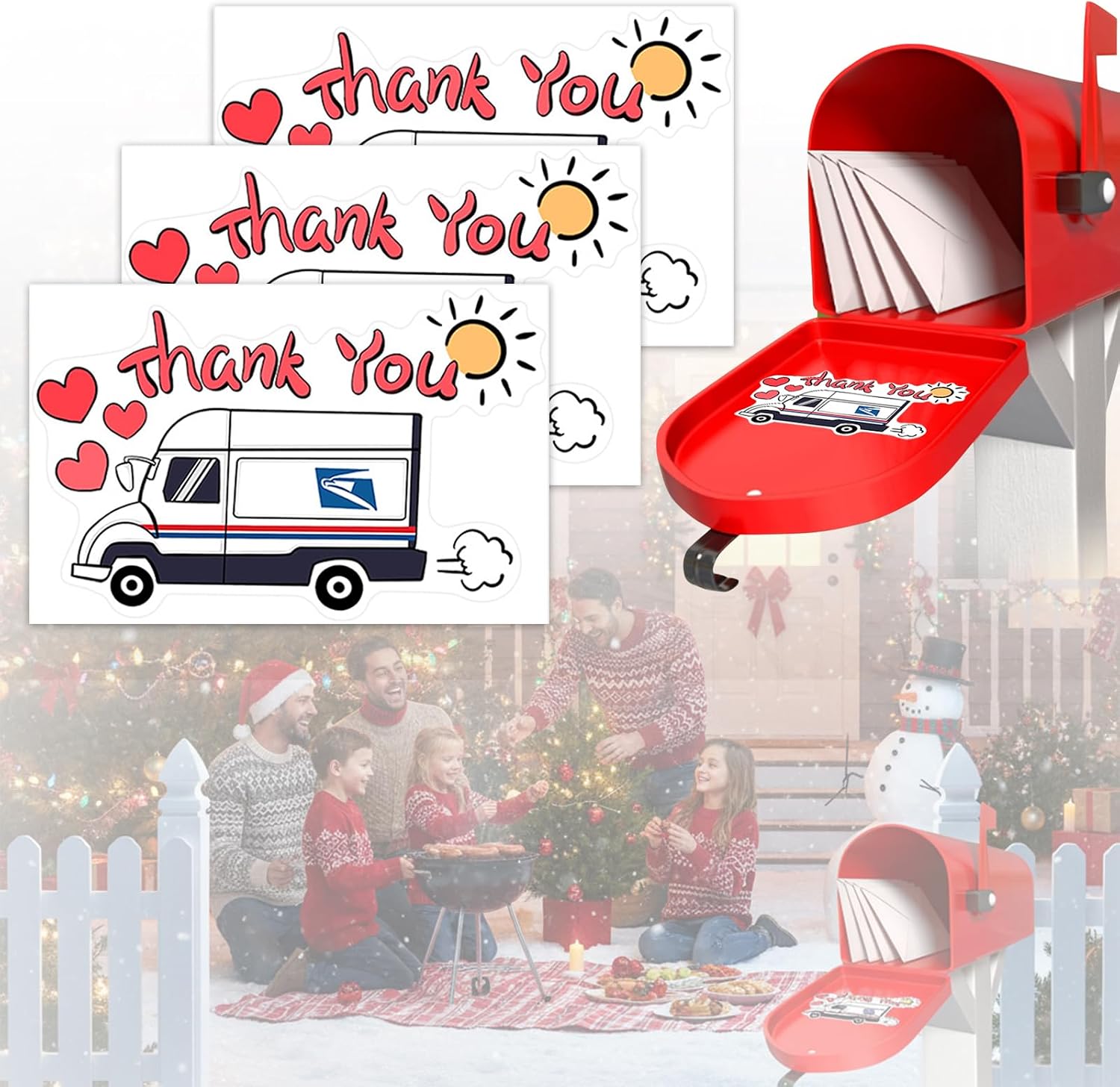 3 Pcs Thank You Mailbox Sticker Decal – Show Appreciation to Mail Carrier, Postal Worker & Delivery Drivers, Outdoor Vinyl Decal Gift