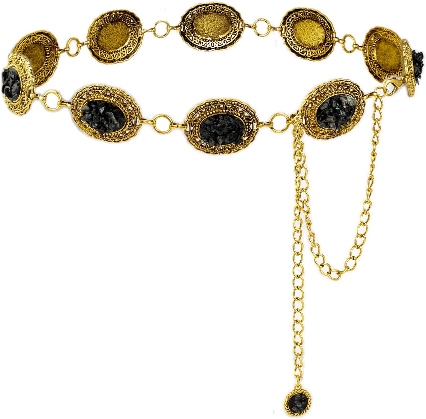 ILuvatar Waist Chain Women's Metal Dress With Sweater Gold Retro Turquoise Stone Punk Belt Concho Western Belts
