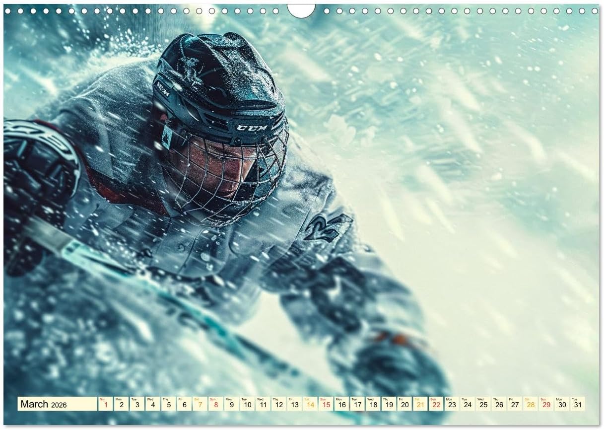 Eishockey - tolle Momente, US-Version (Wall Calendar 2026 DIN A3 Landscape), CALVENDO 12 Month Wall Calendar