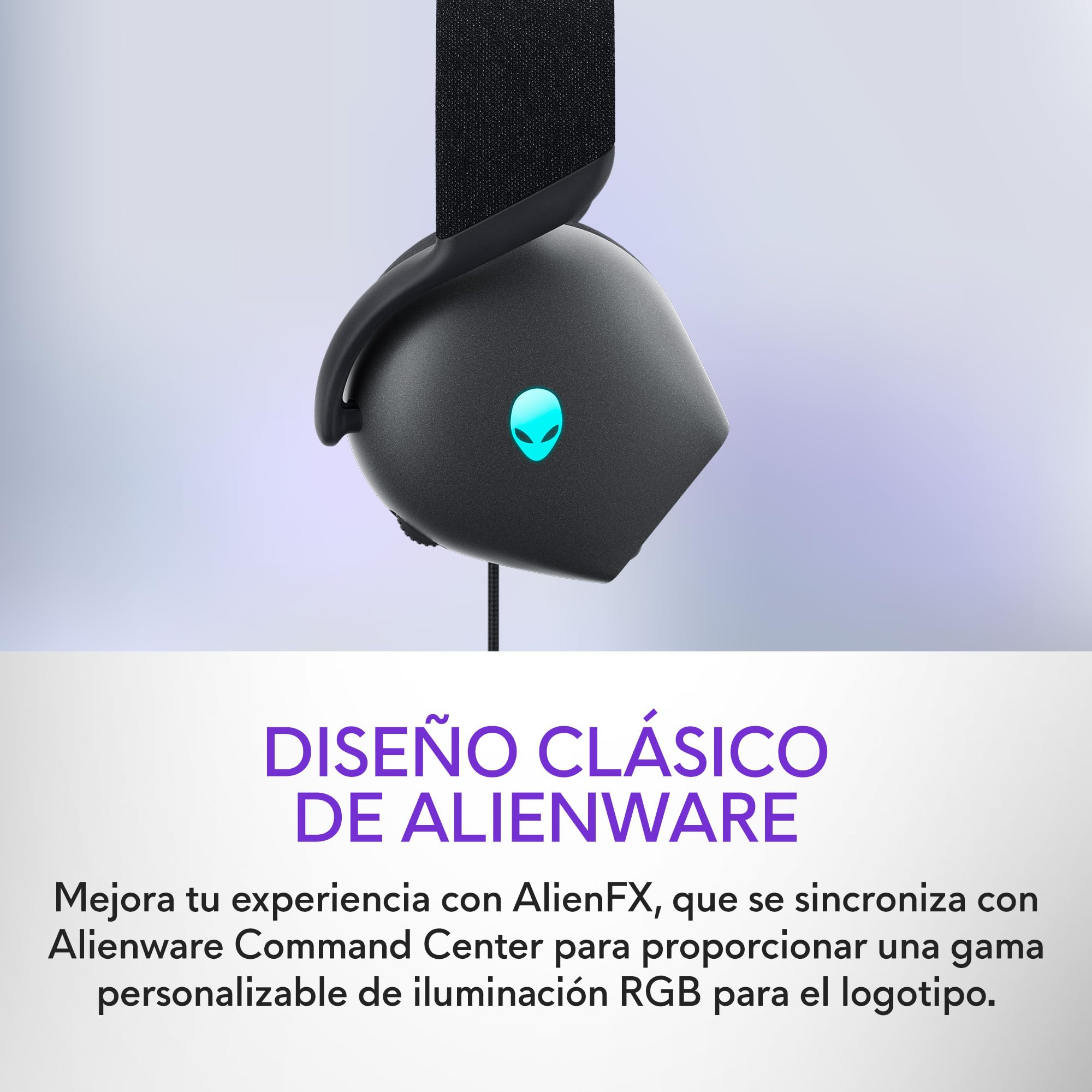 Alienware Wired Gaming Headset - AW520H | Micrófono Boom, cancelación, RGB AlienFX, espuma de memoria, peso 219 g, compatibilidad Windows, carga rápida 15 min