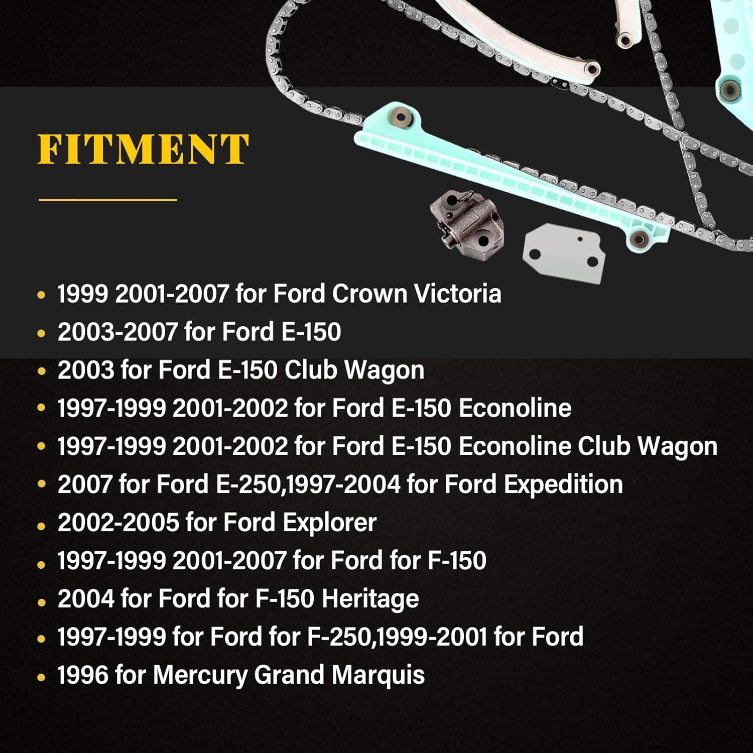 OCPTY Timing Chain Kit Compatible with 9-0387SGX 2000-2011 for Ford for Lincoln for Mercury Victoria E-150 E-250 Marquis Explorer Sport Trac for F-150 Econoline Club Wagon 4.6L