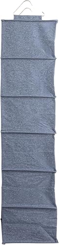 Miniatura 7 de Household Essentials Organizador colgante de mezcla de algodón con 6 estantes de almacenamiento, azul mezclilla