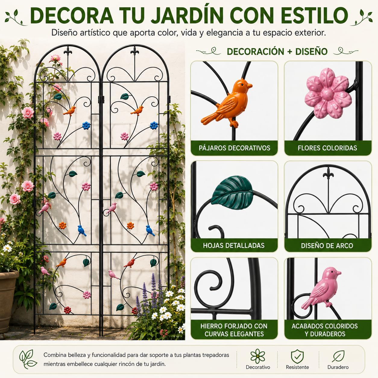 UNHO Enrejado de Jardín para Plantas Trepadoras, 2 Piezas, 97,5 x 214 cm