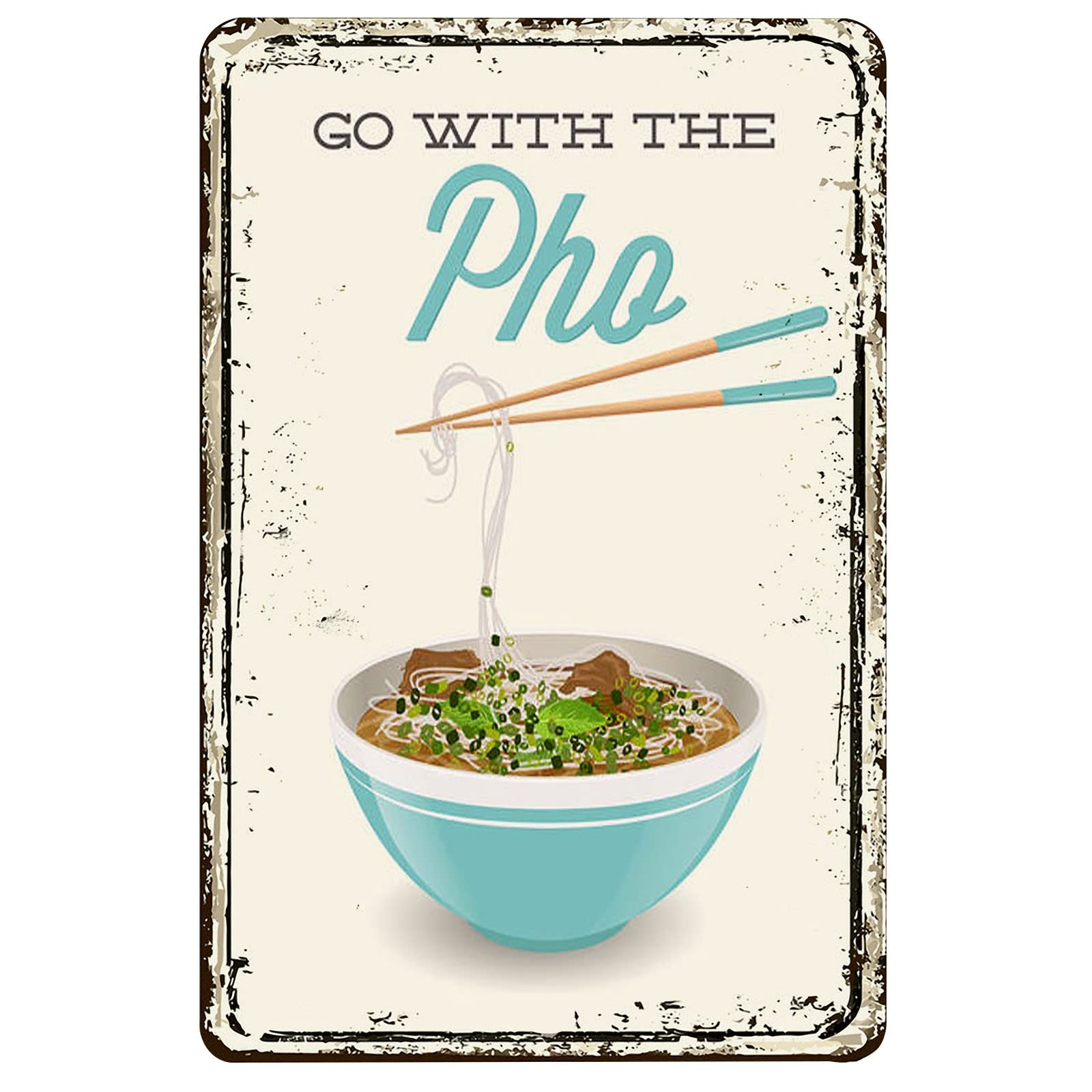 SECURITY SIGNS Pho Kitchen Noodles Poster wall art decor cooking asian cooking vietnamese foodie chef noodles 12 x16 Inches Metal Art Wall Decor For kitchen bar coffee shop decoration