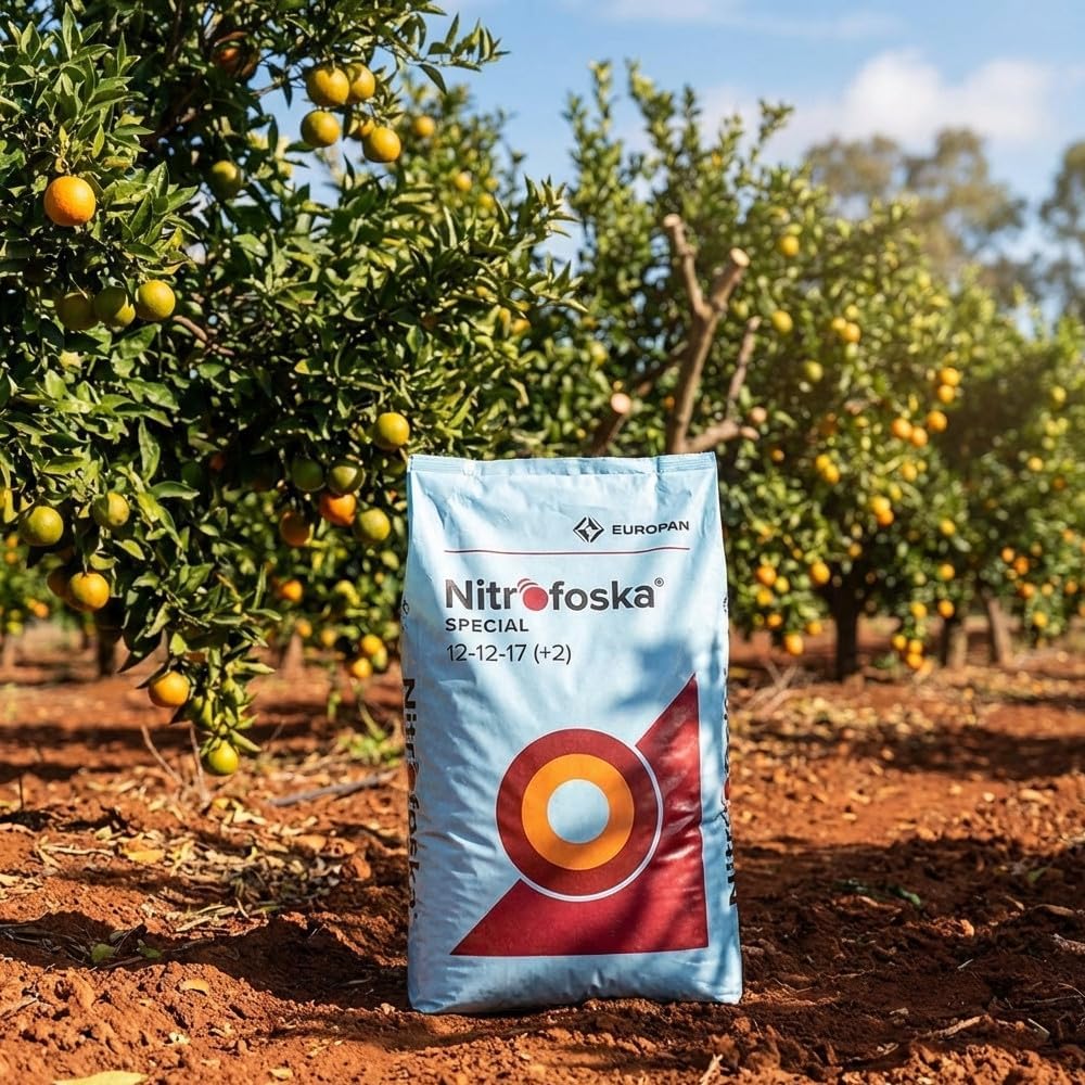 Suinga Abono Nitrofoska Especial 12+12+17+2 de 25kg | Sustrato Universal para Abono de Huertos, Jardines y Citricos | Fertilizante Granulado Recomendado para Arboles en Edad de Crecimiento