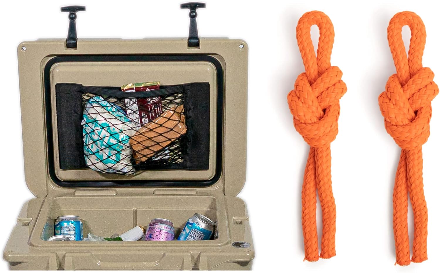 Medium Cooler Net and Orange Rope Handles for YETI and