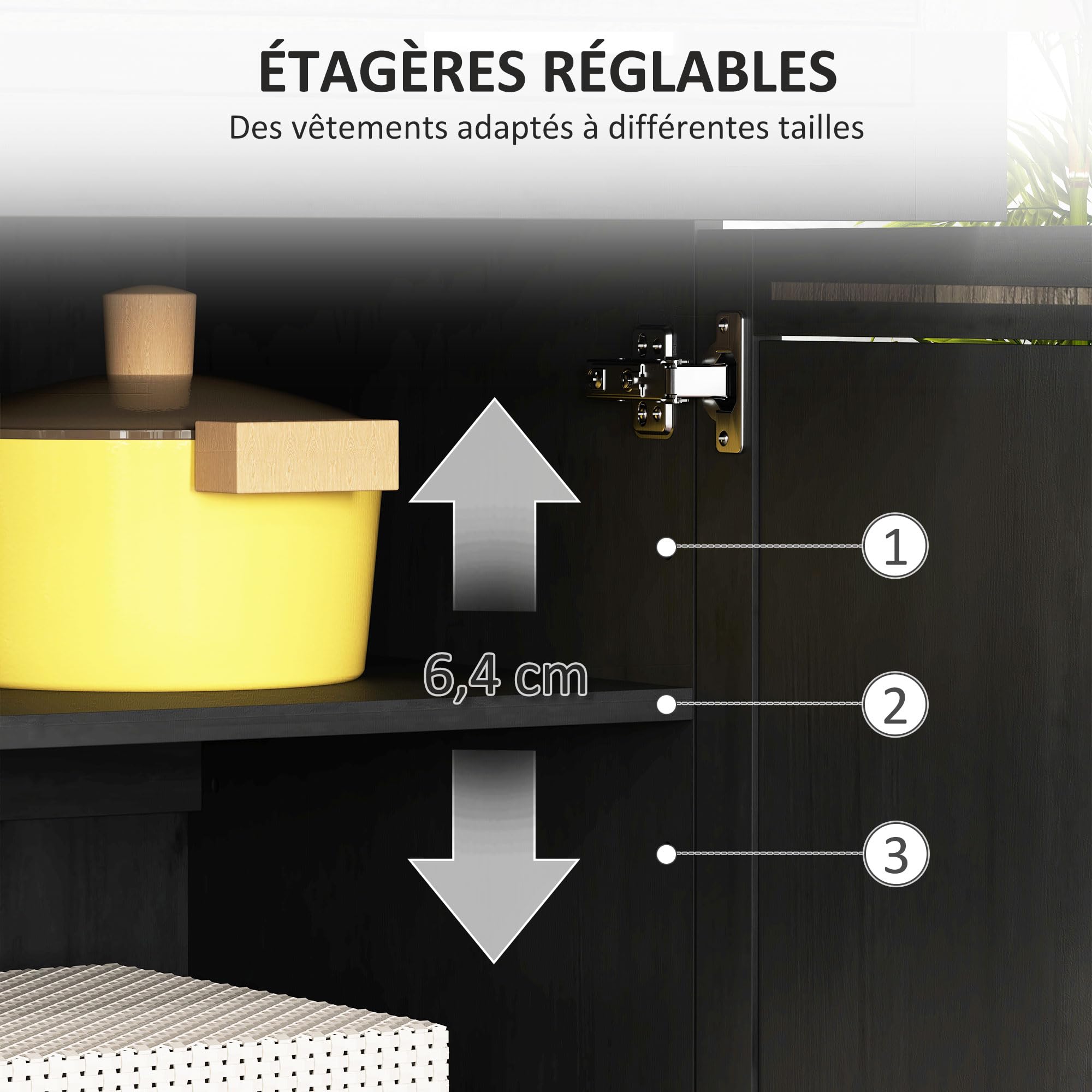 HOMCOM Buffet Haut Cuisine, Armoire de Cuisine, Tiroir, 80x48x170cm, Noir | Vaisselier, 4 Portes Dont 2 en Verre, Plan de Travail, Étagères Réglables, Meuble de Rangement pour Salon Salle à Manger