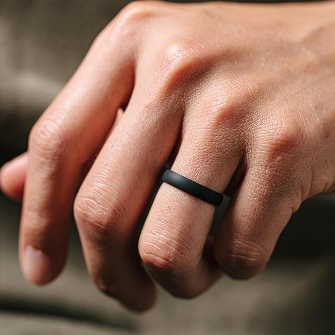 ThunderFit Silicone Rings for Him and Her, Rubber Engagement Bands Unisex, 1.7mm Thick Minimalist Rubber Engagement Rings