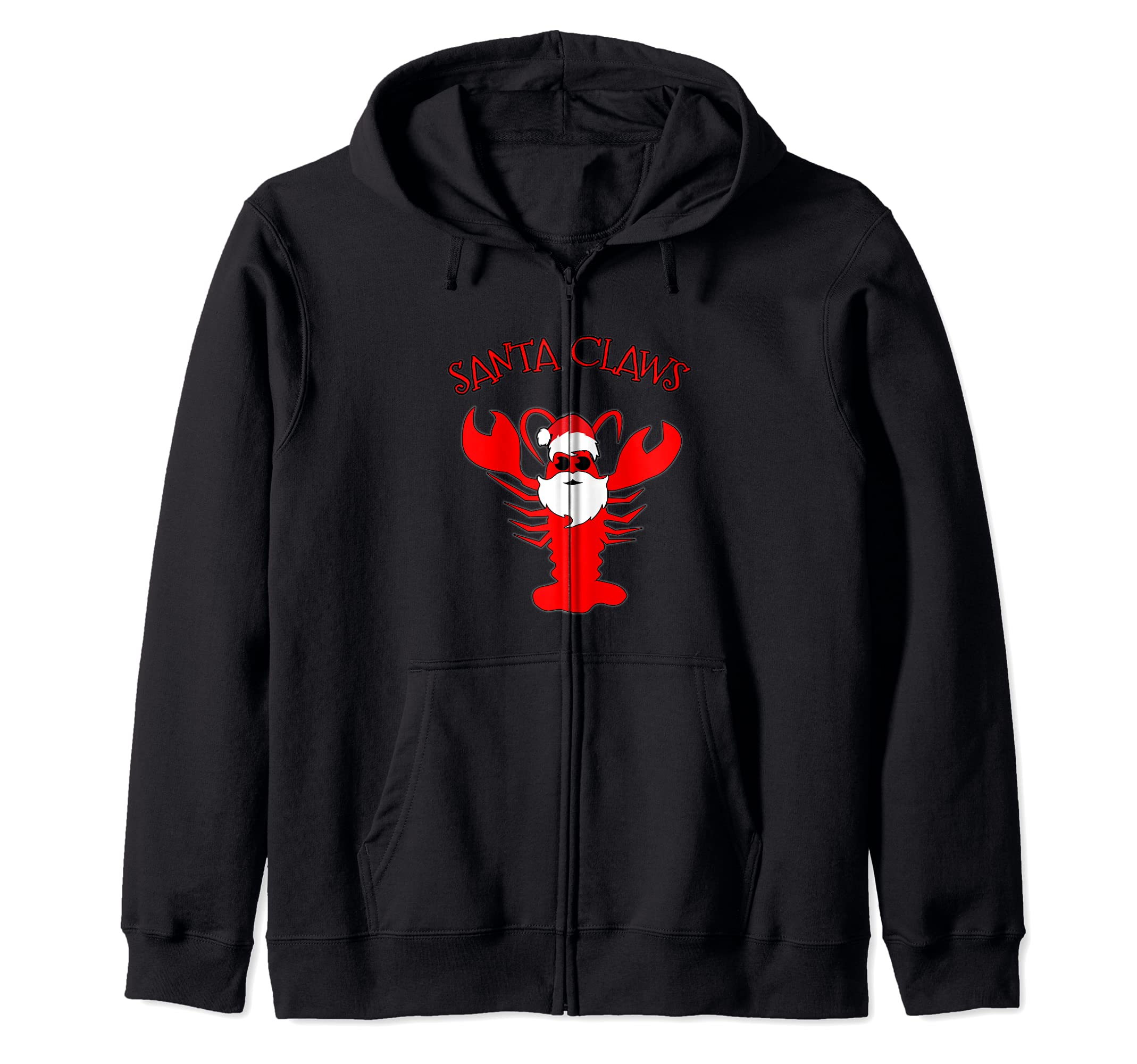 Santa Claws Lobster Santa Claws Funny Christmas Zip Hoodie, Black