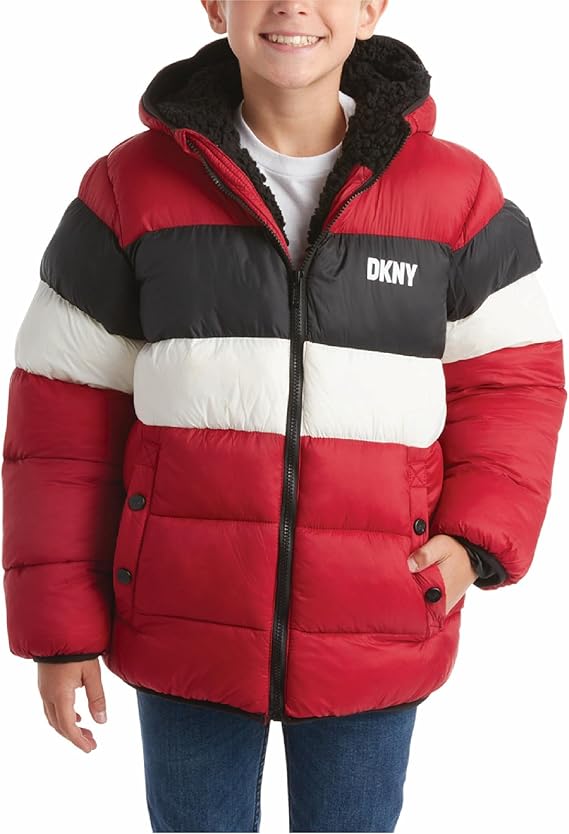 Dkny Kids Girls Jacket Reversible Puffer Jacket – Winter Hooded