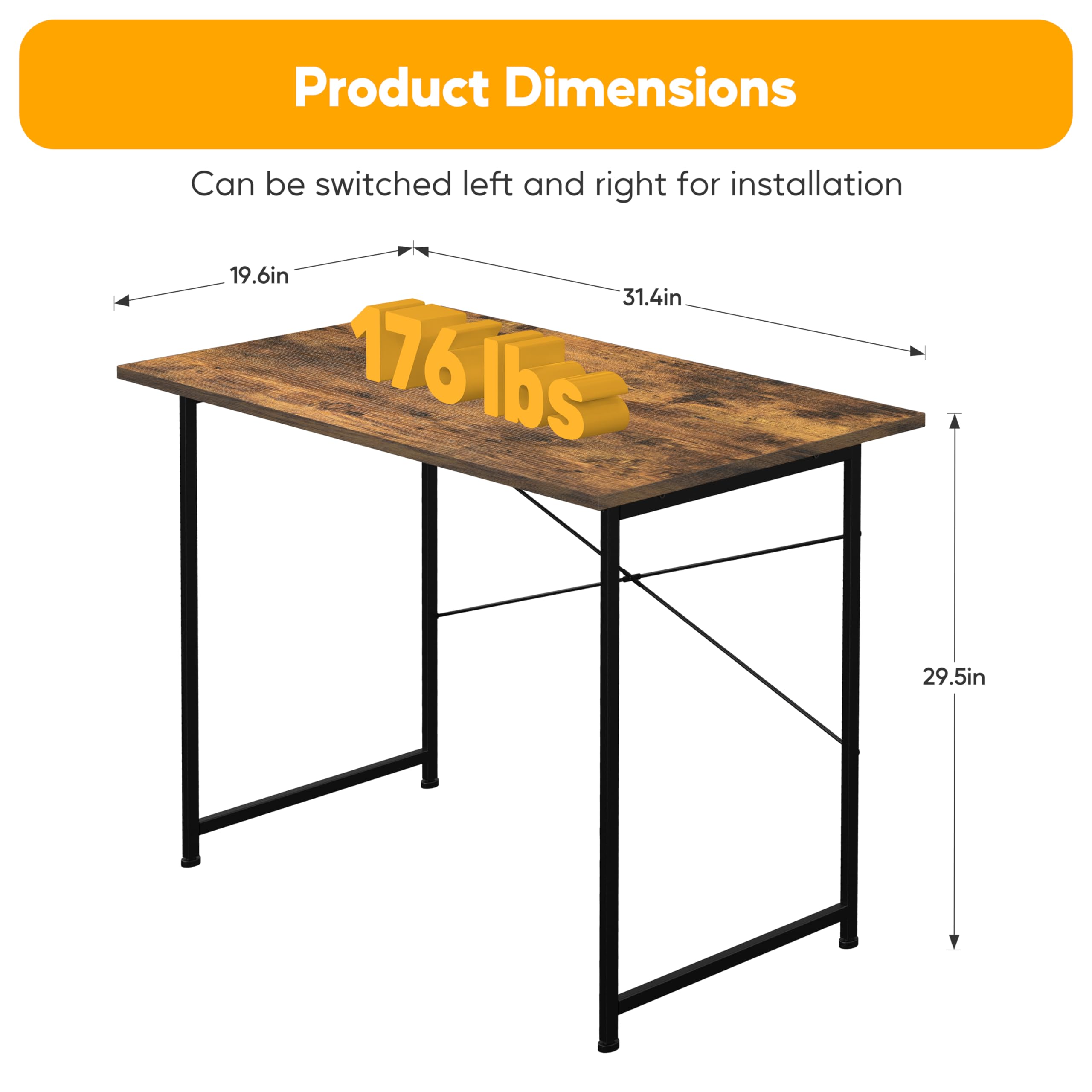 YSSOA Kleiner Schreibtisch mit Kopfhörerhaken, modernes Schlichtes Design, geeignet für Arbeitszimmer, Heimbüro und Wohnzimmer