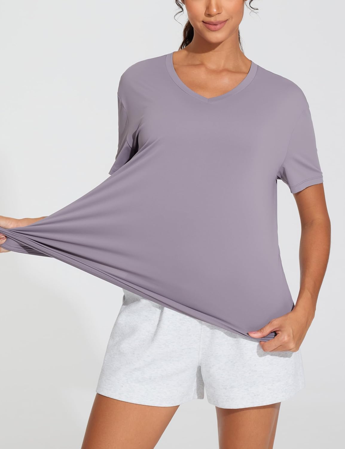 THE GYM PEOPLE Women's Short Sleeve Loose Fit T Shirts Basic Summer Casual V-Neck Breathable Workout Tee Tops - Image 4