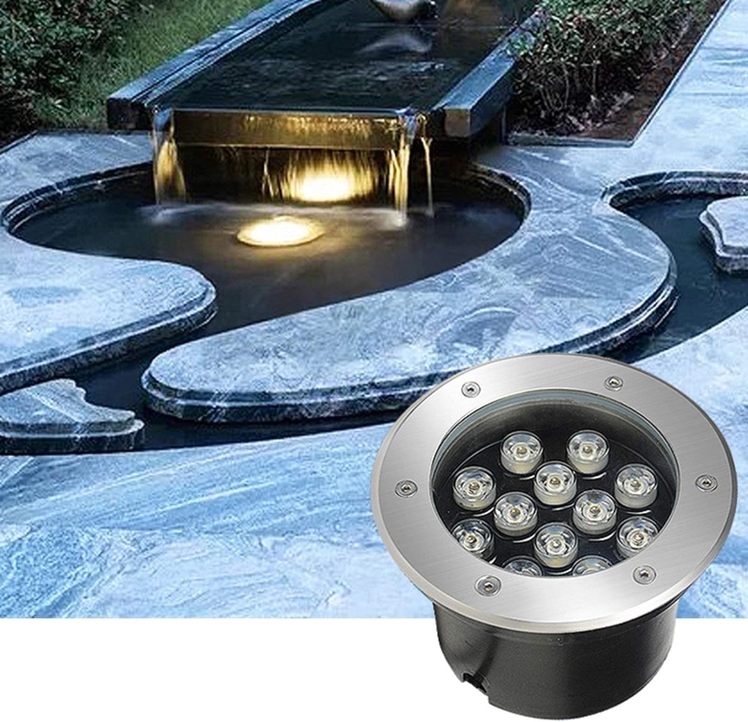 Underwater Pond Lights Ground Light 110-230V High Recessed Ground Light Full Stainless Steel(Cold White