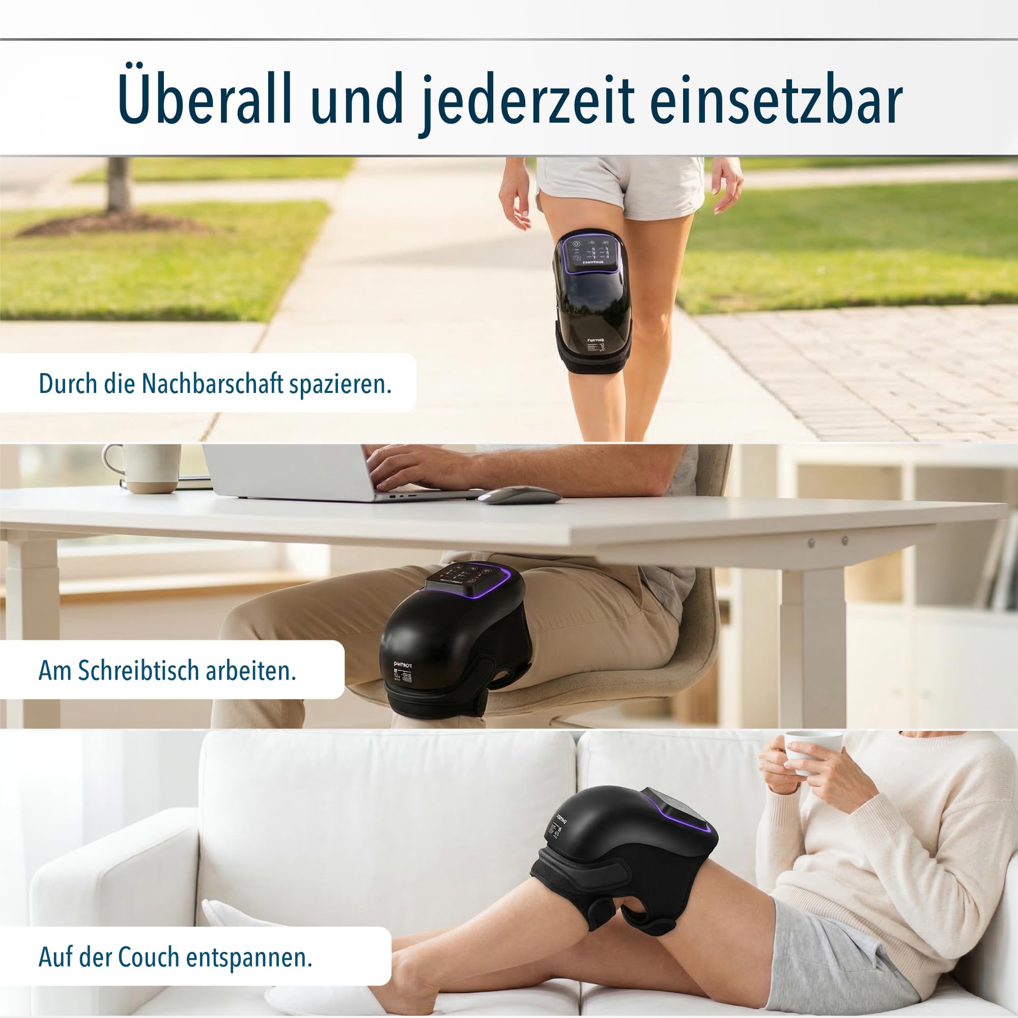 FORTHiQ Knie-Massagegerät mit Infrarot Duallicht, 6-in-1, Arthrose Hilfe, 4-stufige Wärme & Vibration, merkt sich Ihre Wohlfühl-Einstellungen, Wellness Geschenke für Frauen und Männer