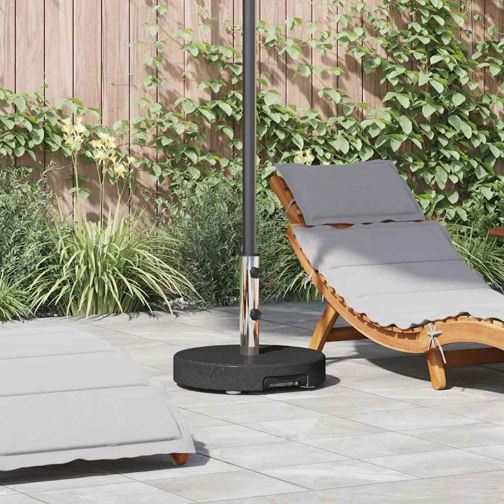 Supporto per ombrellone in granito nero, diametro 45 x 37,5 cm, per ombrellone da mercato, base in acciaio inox con ruote, 29 kg, base pesante per balcone, terrazza, giardino