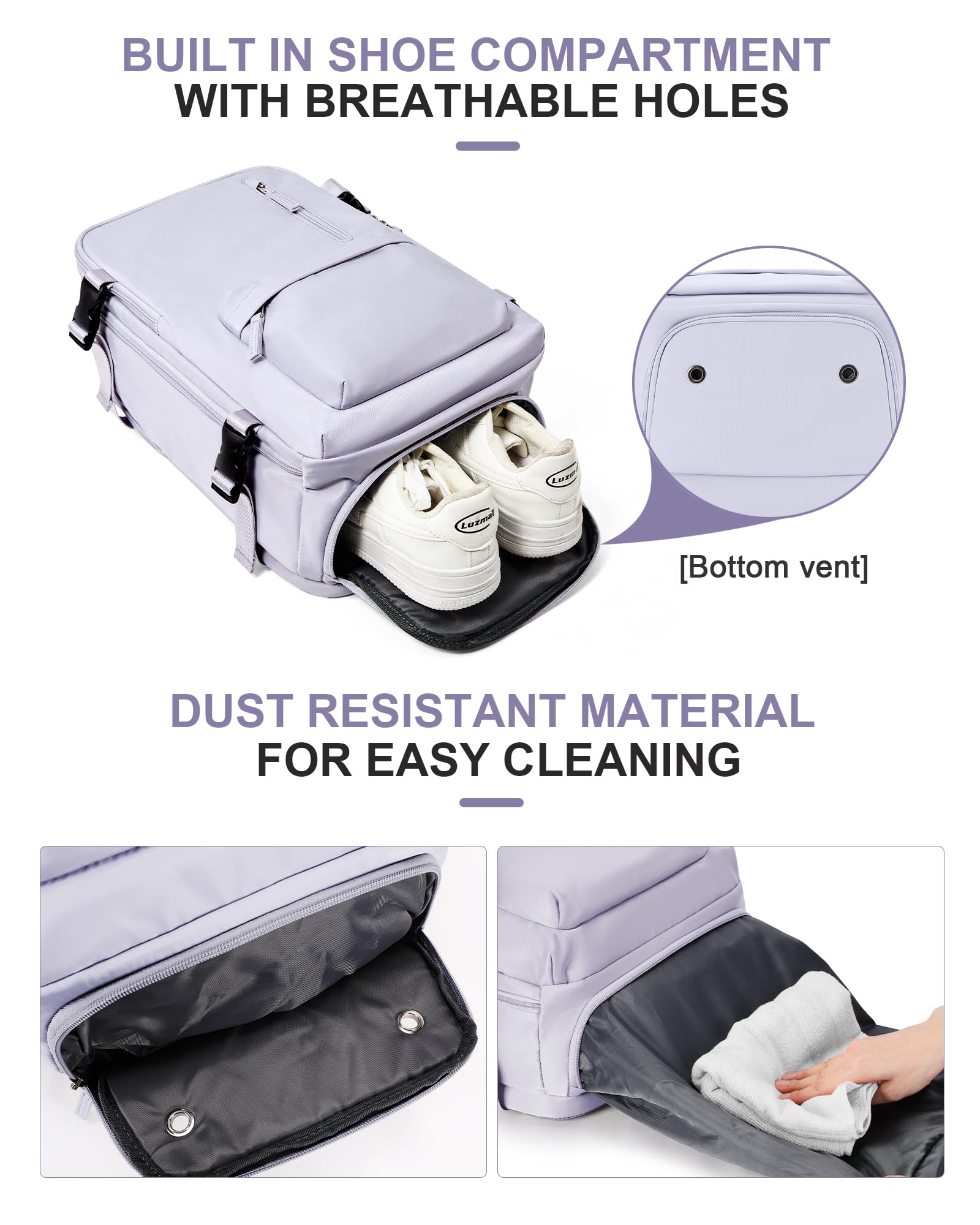 BJLFS Borse da Cabina per Ryanair 40×20×25 Zaino da Viaggio con Sottovuoto Bagaglio a Mano Easyjet 45×36×20,Zaino con sistema di compressione,Zaino Casual per laptop da 14 pollici per scuola