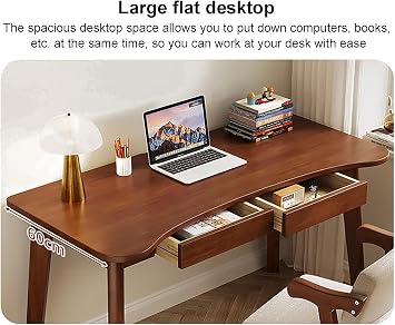 Simple Writing Desk with Drawers for Home Office,Study Pc Table Solid Wood Computer Desk,Work Table Workstation for Small Spaces,Easy Assemble(100x60x75cm(39x24x30inch), White)