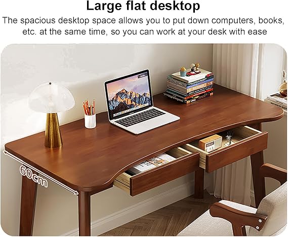 Simple Writing Desk with Drawers for Home Office,Study Pc Table Solid Wood Computer Desk,Work Table Workstation for Small Spaces,Easy Assemble(100x60x75cm(39x24x30inch), White)