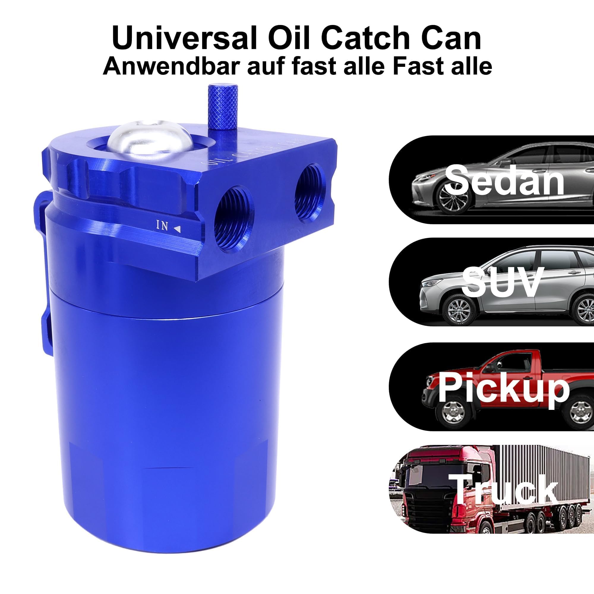 Car Oil Catch Tank Can Serbatoio di carburante in alluminio Serbatoio di stoccaggio dell'olio con filtro dell'aria Tubo di ricambio Accessori 350ml Serbatoio(blu)