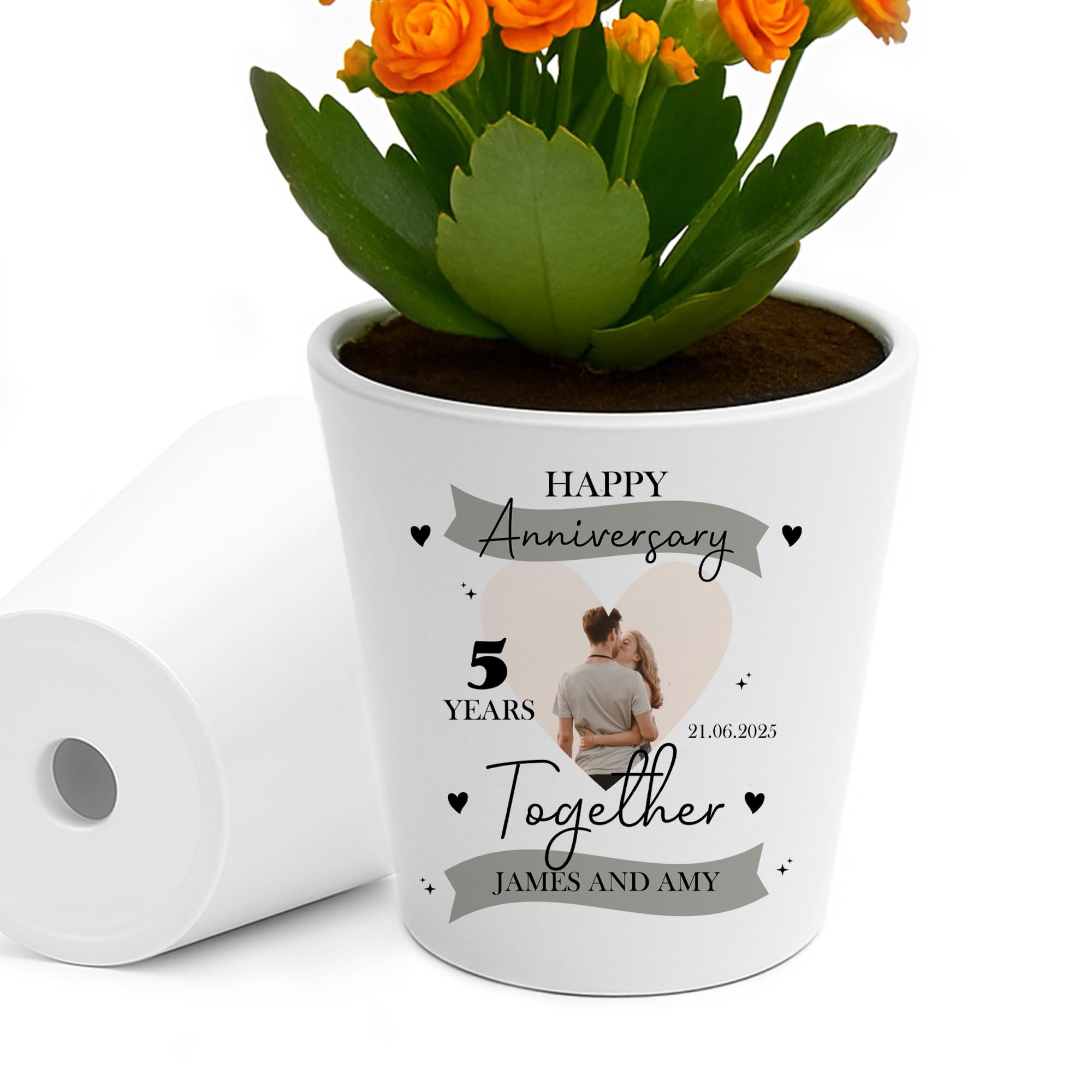 RED OCEAN Personalised 5th Husband Wife Girlfriend Boyfriend Wedding Plant Pot 5th Wedding Mr& Mrs For Him Her Couple Keepsake