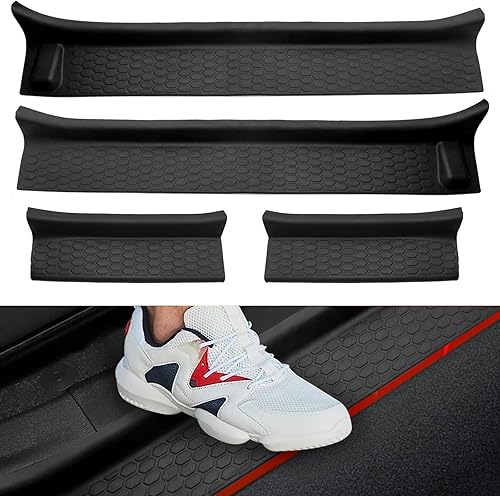 Kit de protectores de umbral de puerta para Jeep Wrangler JLGladiator JT 2018-2024, protector de entrada de puerta de goma negro para Jeep Wrangler