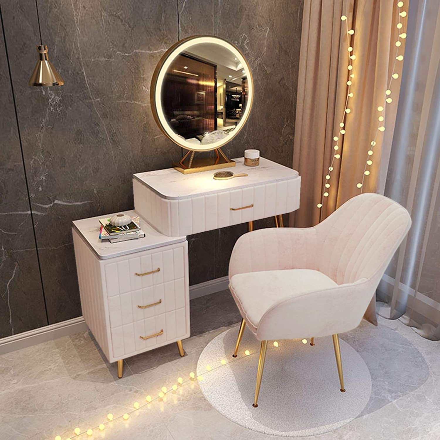 ドレッサー、椅子セット ミラー付き ベージュ 【公式通販】