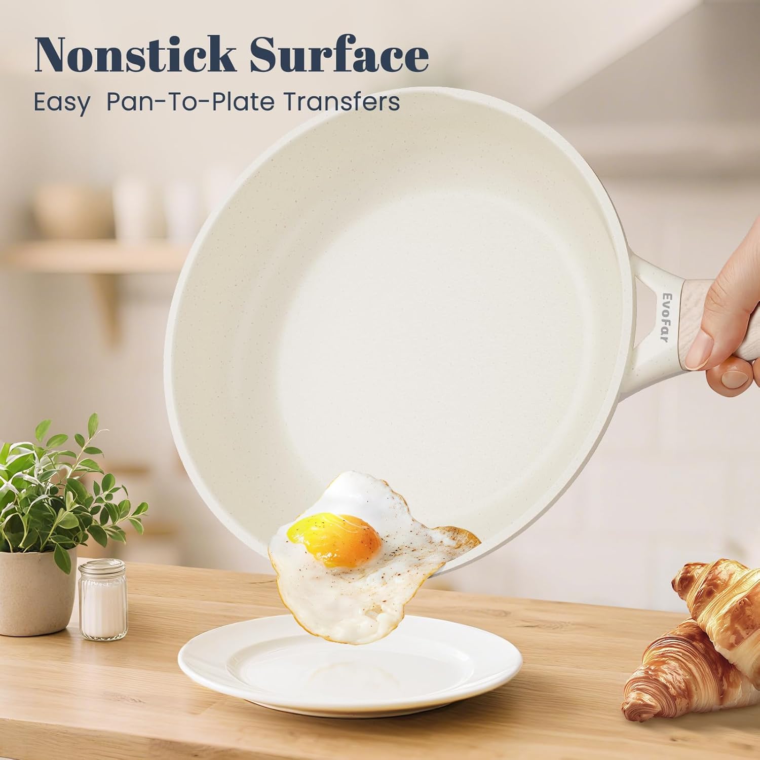 Granite Frying Pan, 10 Inch Non Stick Frying Pans, Lightweight Nonstick Pans for Omelets & Eggs, PFOA & PFAS Free Non-toxic Cookware Chef's Pan, Induction Compatible Fast & Even Heat Skillet