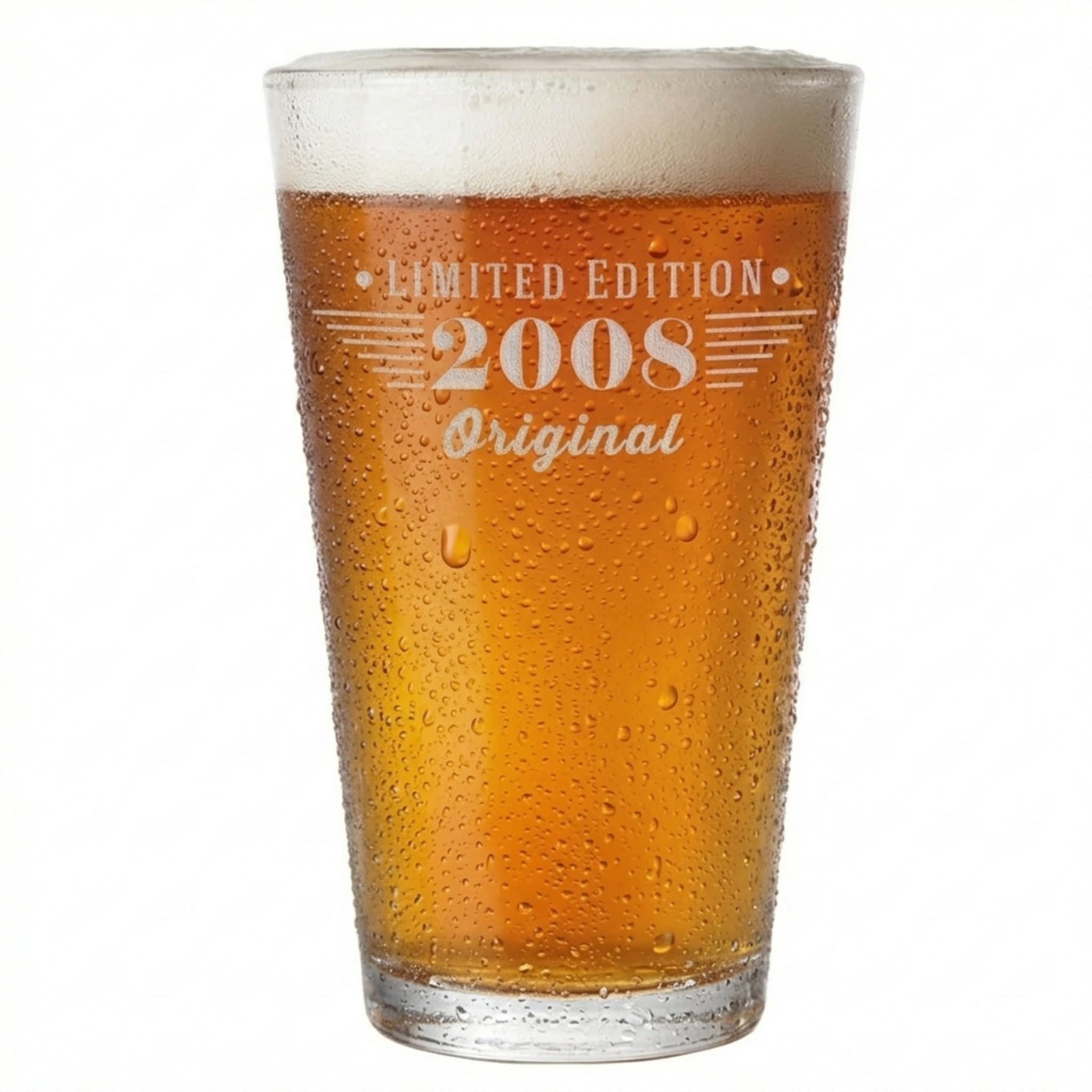 Spotted Dog Company Vintage 2008 Etched 16oz Pint Glass – Happy 18th Birthday Gifts, Decorations Men Women Guy, Turning 18 Year Old, Bday Party Favors Supplies, Finally 18 Best Gift Idea Son Maverick