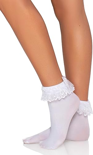 Miniatura 3 de Leg Avenue Calcetines tobilleros con volantes y lazo de satén para mujer