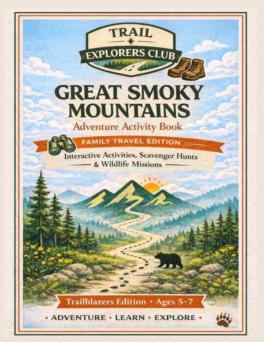 Great Smoky Mountains Adventure Activity Book: Interactive Activities, Scavenger Hunts & Wildlife Missions for Kids Ages 5–7 (Trail Explorers Club: Great Smoky Mountains Adventures)