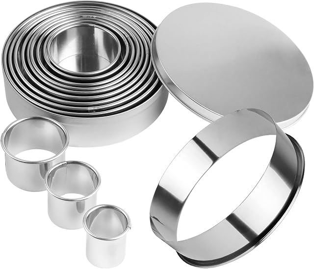 Mini Round Cookie Cutter Set 12Pcs Pastry Cutters Stainless Steel Circle Biscuit Cutters Ring Scone Cutter for Pastry Donut Fondant Baking DIY Cake