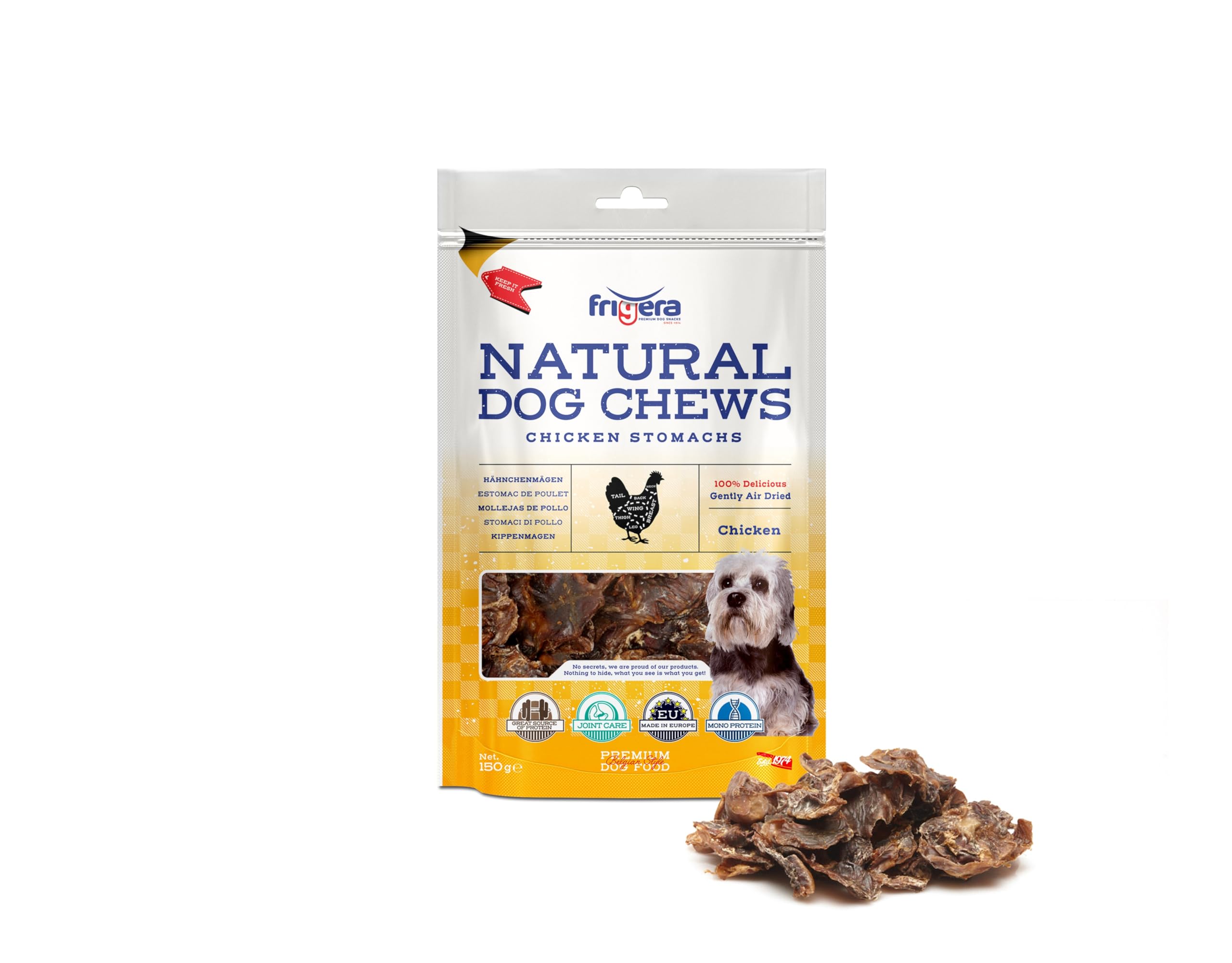 Frigera Chicken stomachs 150g – Natural dog snacks, Rich in protein, Gluten- and Grainfree