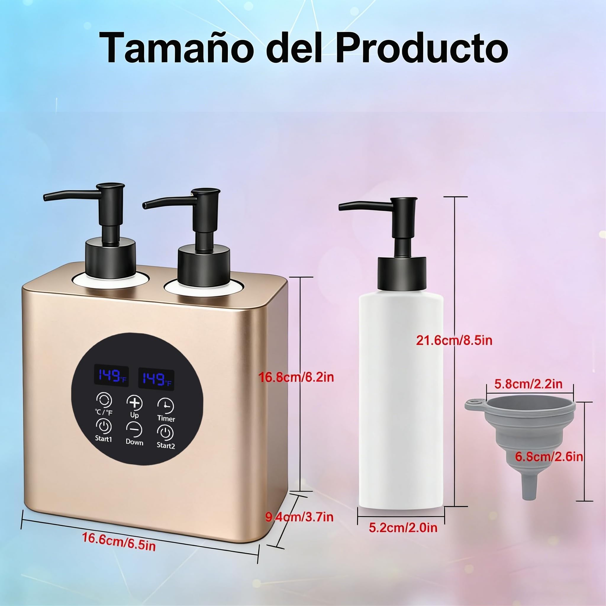 Calentador Profesional de Aceite de Masaje Doble, Termo para Aceite con 4 Botellas, Temperatura Ajustable 30–65°C, Temporizador 0,5–24h