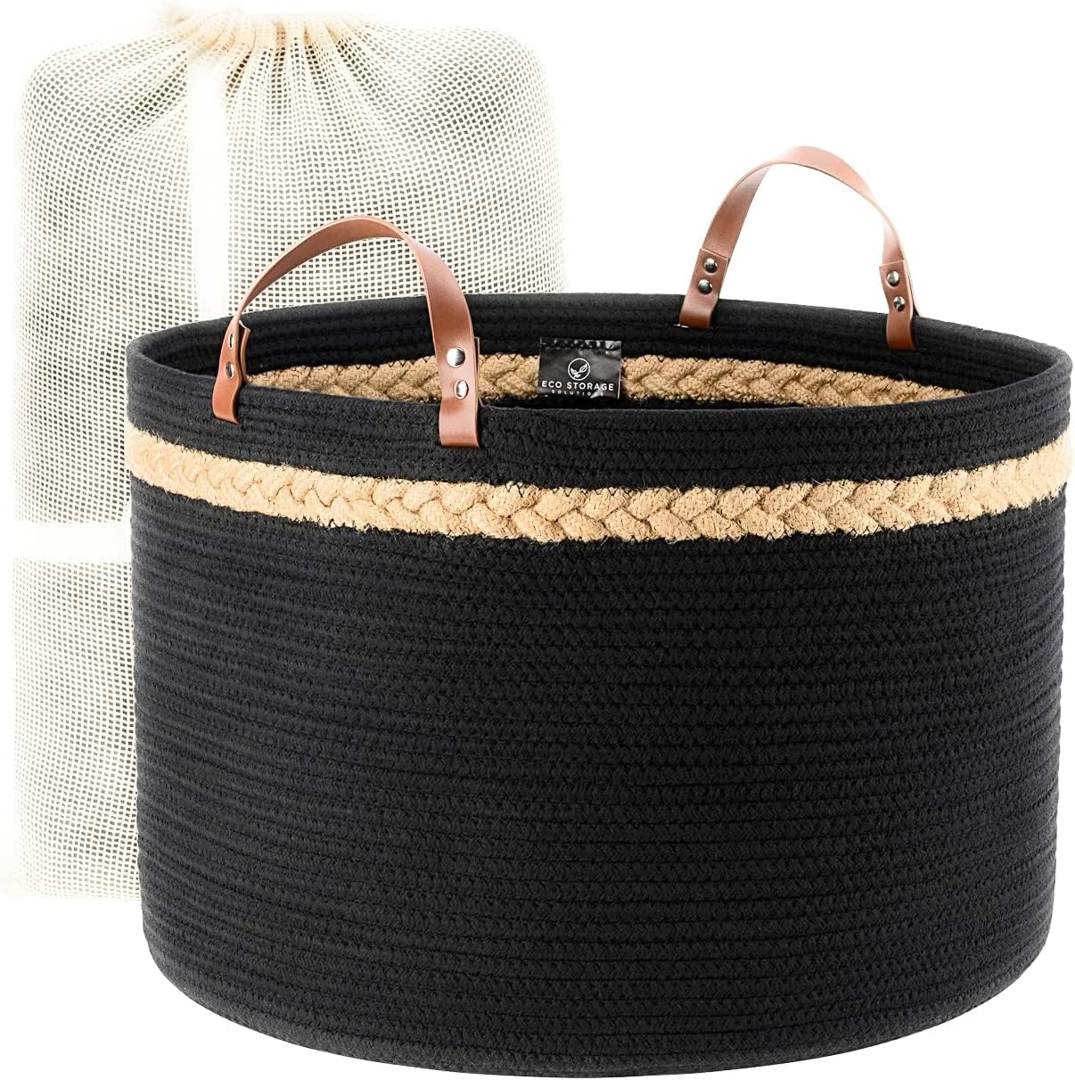 ALBY® Large Jute Rope Basket Tall Laundry Basket Hamper for Dirty