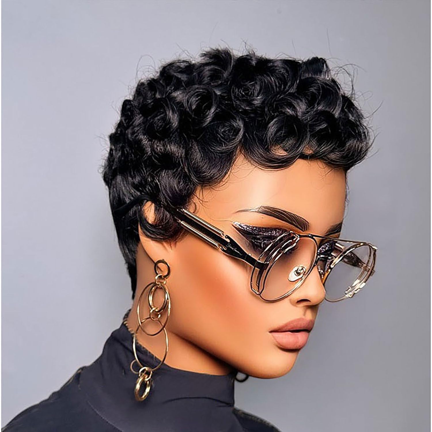 Short Curly Pixie Cut Lace Front Wig Human Hair Glueless Wear & Go Amazon.com : VRZ Short Layered Pixie Cut Wig Human Hair Wear  main image 2