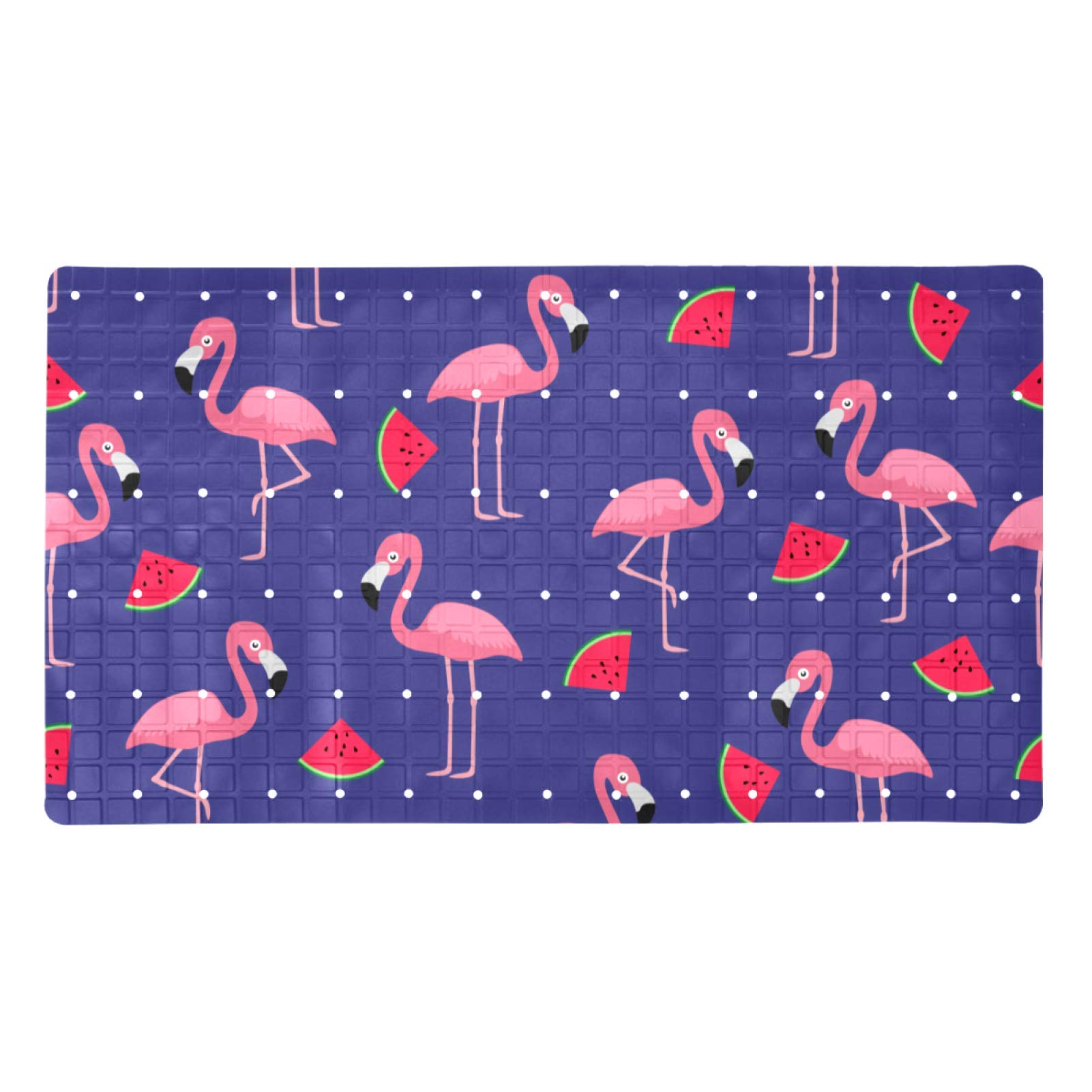 Tapis de bain antidérapant sécurisé à 120 ventouses pour douche motif flamant rose