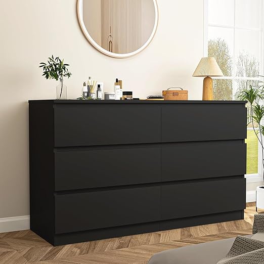 CIPACHO Black Dresser for Bedroom,Modern 6 Drawer Dresser