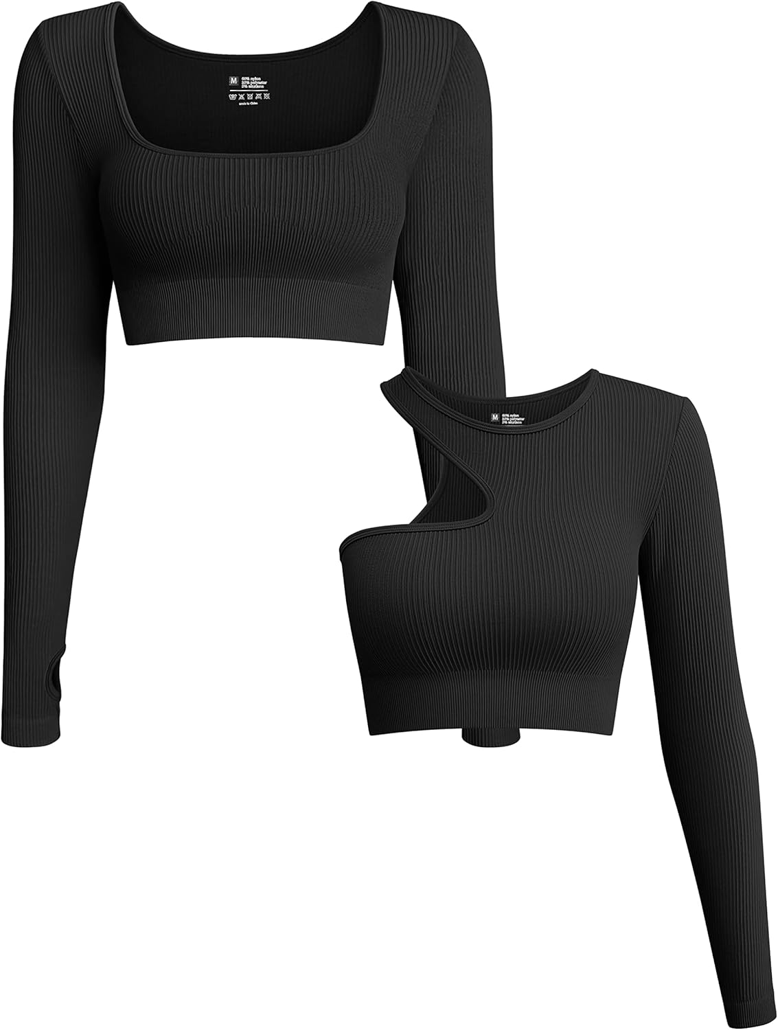 OQQ Women's 2 Piece Crop Top Ribbed Seamless Workout Exercise Yoga ...