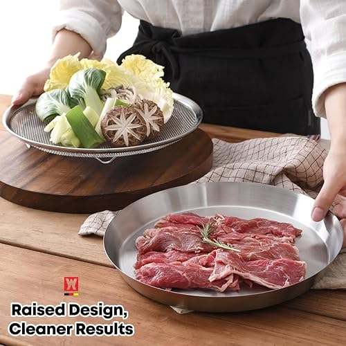 Miniatura 4 de Juego de bandejas de malla de acero inoxidable con bandeja de goteo, cesta y bandeja para freidora de aire, colador de cocina, colador de verduras y