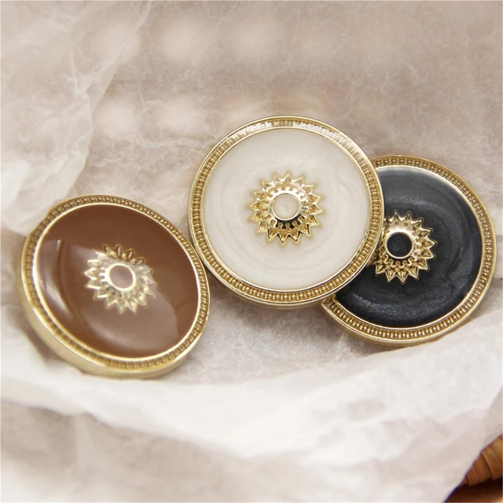 Lot de 30 boutons rétro en métal doré tournesol pour manteau, pull, veste à coudre