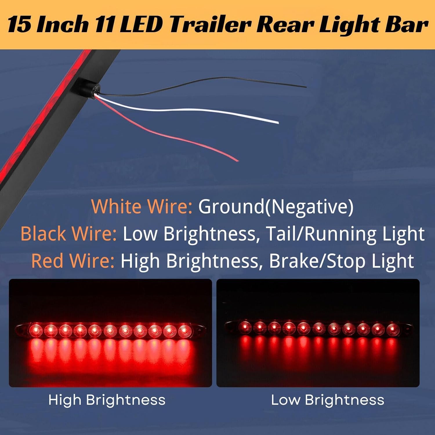 Trailer Lights, 6inch LED Submersible Trailer Lights Kit, Enclosed Rectangle Stop Turn License Plate Boat Trailer Lights Kit w/25ft Wiring Harness, Red Led Brake Light Bar