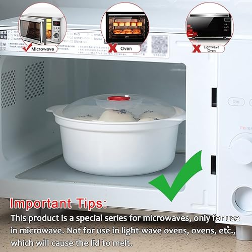 Miniatura 4 de Tazón de microondas de 3 piezas con tapa, plato de calefacción, cuenco de fideos, plato de almacenamiento, cuenco de sopa con asa, fácil de