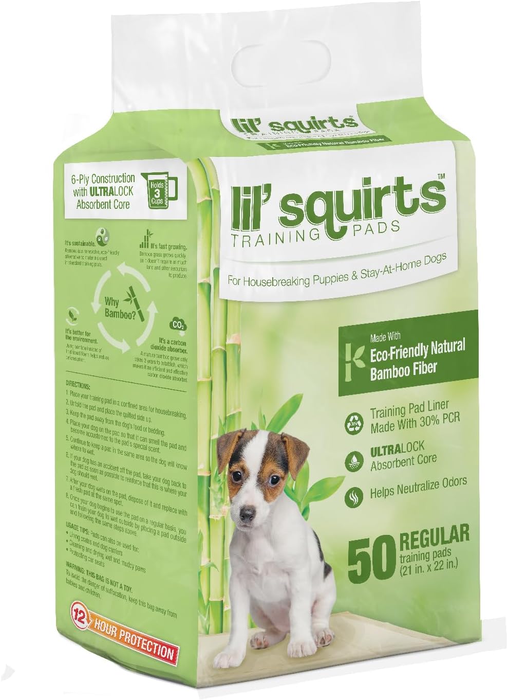 LIL' SQUIRTS Bamboo Training Pads 50 Count (Pack of 2)