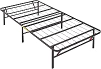 Amazon Basics Twin XL Foldable Metal Platform Bed Frame, 14" High, Tool-Free Setup, No Box Spring Needed, Black Steel