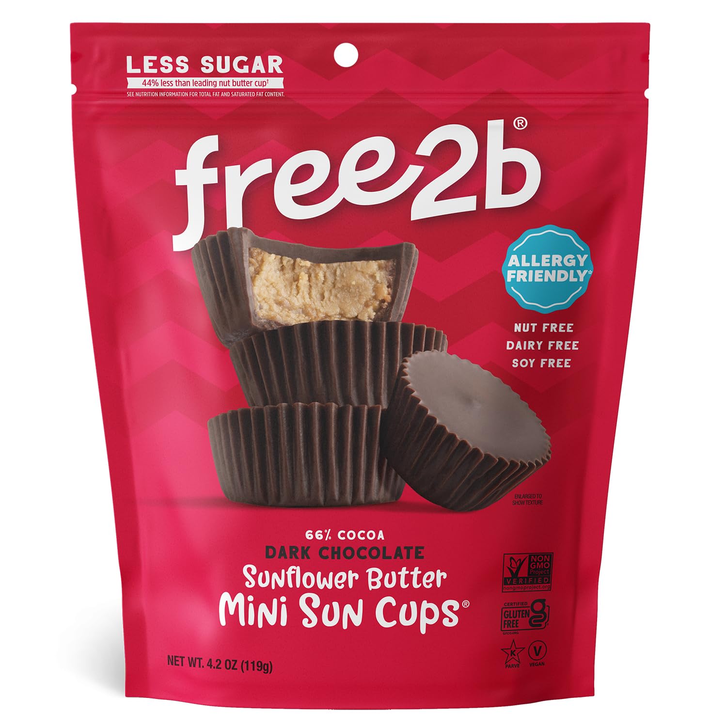 Free2b Sunflower Butter Mini Sun Cups, Safe for School and Allergy Friendly, Gluten-Free, Dairy-Free, Nut-Free, and Soy-Free, Dark Chocolate (72 Dark Chocolate Sun Cups)