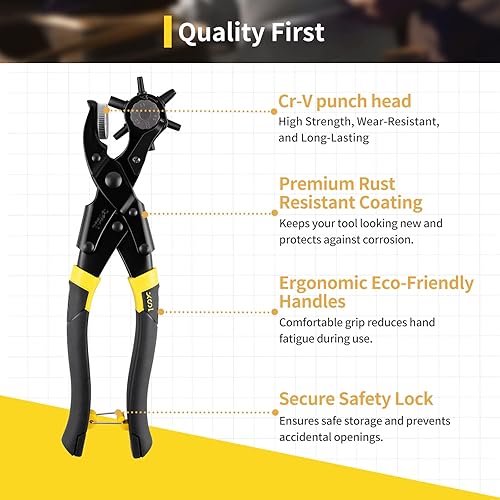 Miniatura 12 de XOOL Kit de herramientas con ojales, herramienta de perforación de artesanía en cuero, 1/2" y 3/8