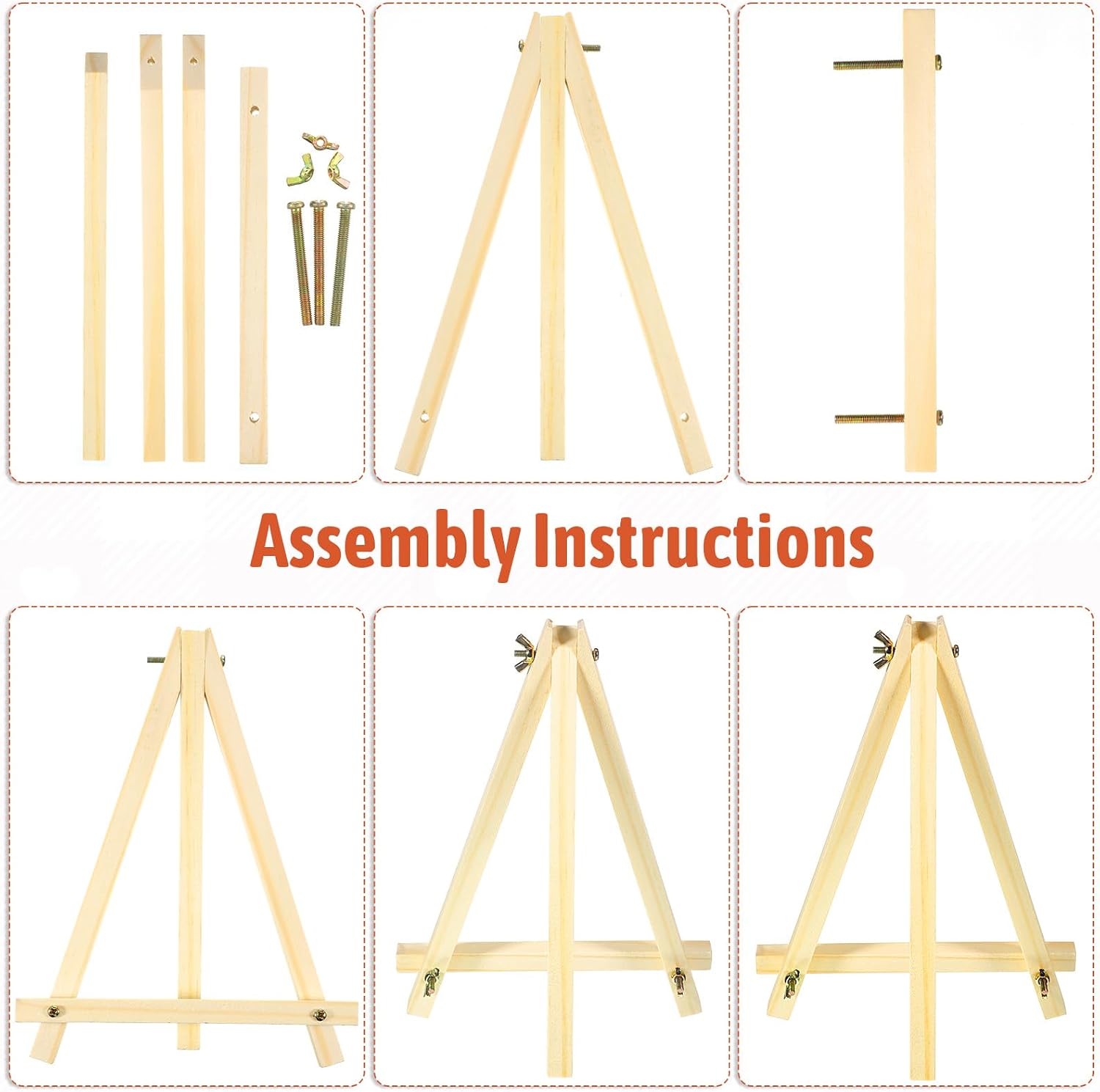 12 Pack 9 Inch Wood Easels, Tabletop Easels for Painting, Small Portable Canvas Holder, Tripod Painting Easel, Paintings Party Easel for Art Crafts Photo Picture Sign Display