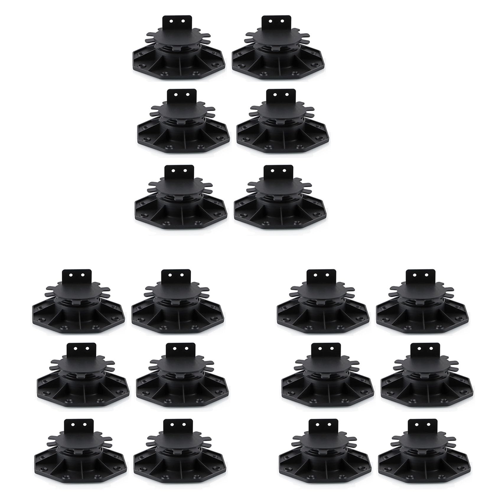 Jnchdghwa Black 18 Pcs Joist Support Pedestals, Adjustable Decking & Flooring Support Pedestal For Deck, Timber Base